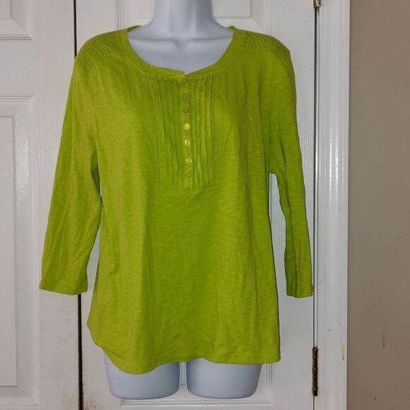 Kim Rogers lime green top shirt  Sz L - Picture 1 of 4